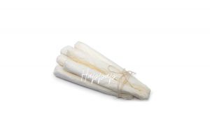 Asperge en papier de soie réalisée avec la technique Happap – Création artisanale et décorative.