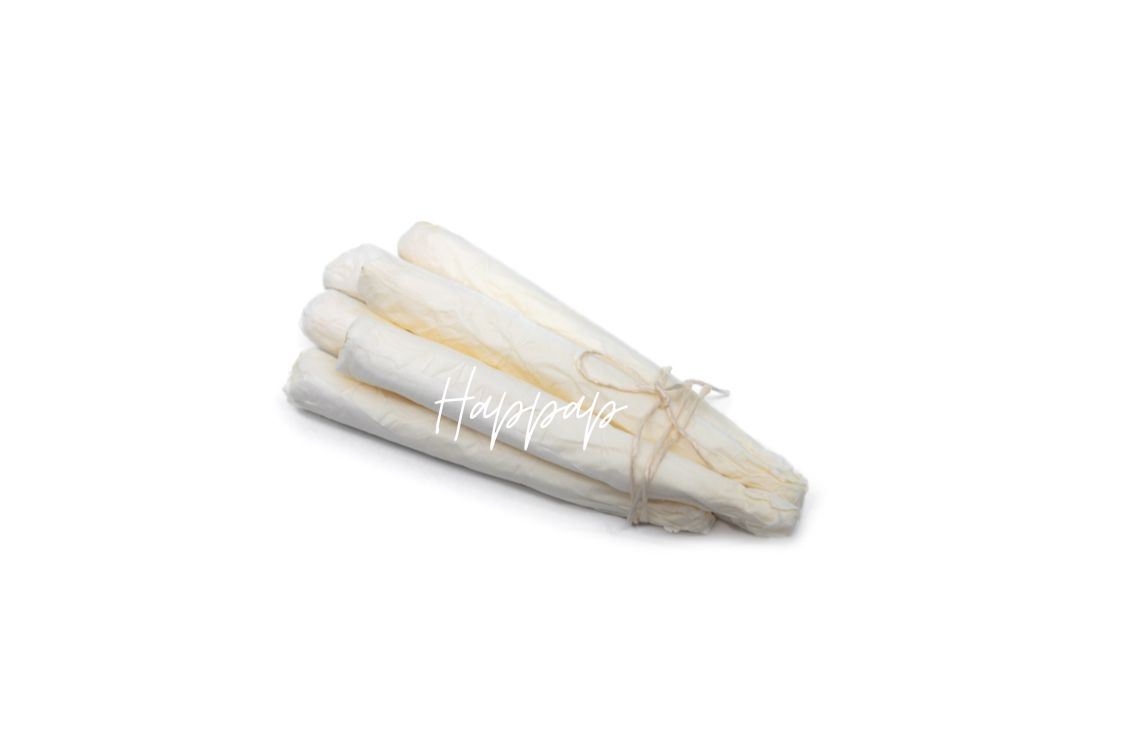 Asperge en papier de soie réalisée avec la technique Happap – Création artisanale et décorative.