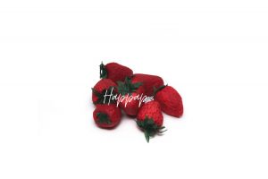 Fraise en papier de soie réalisée avec la technique Happap – Création artisanale et décorative.