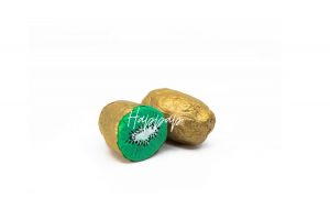 Kiwi en papier de soie réalisé avec la technique Happap – Création artisanale et décorative.
