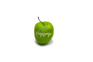 Pomme en papier de soie réalisée avec la technique Happap – Création artisanale et décorative.
