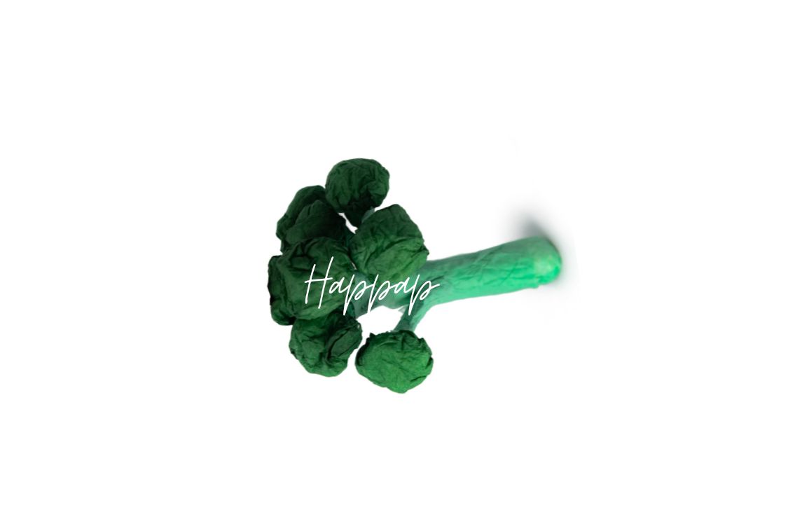 Brocoli en papier de soie réalisé avec la technique Happap – Création artisanale et décorative.