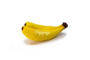 Banane en papier de soie fabriquée avec la technique Happap – Création artisanale et décorative.