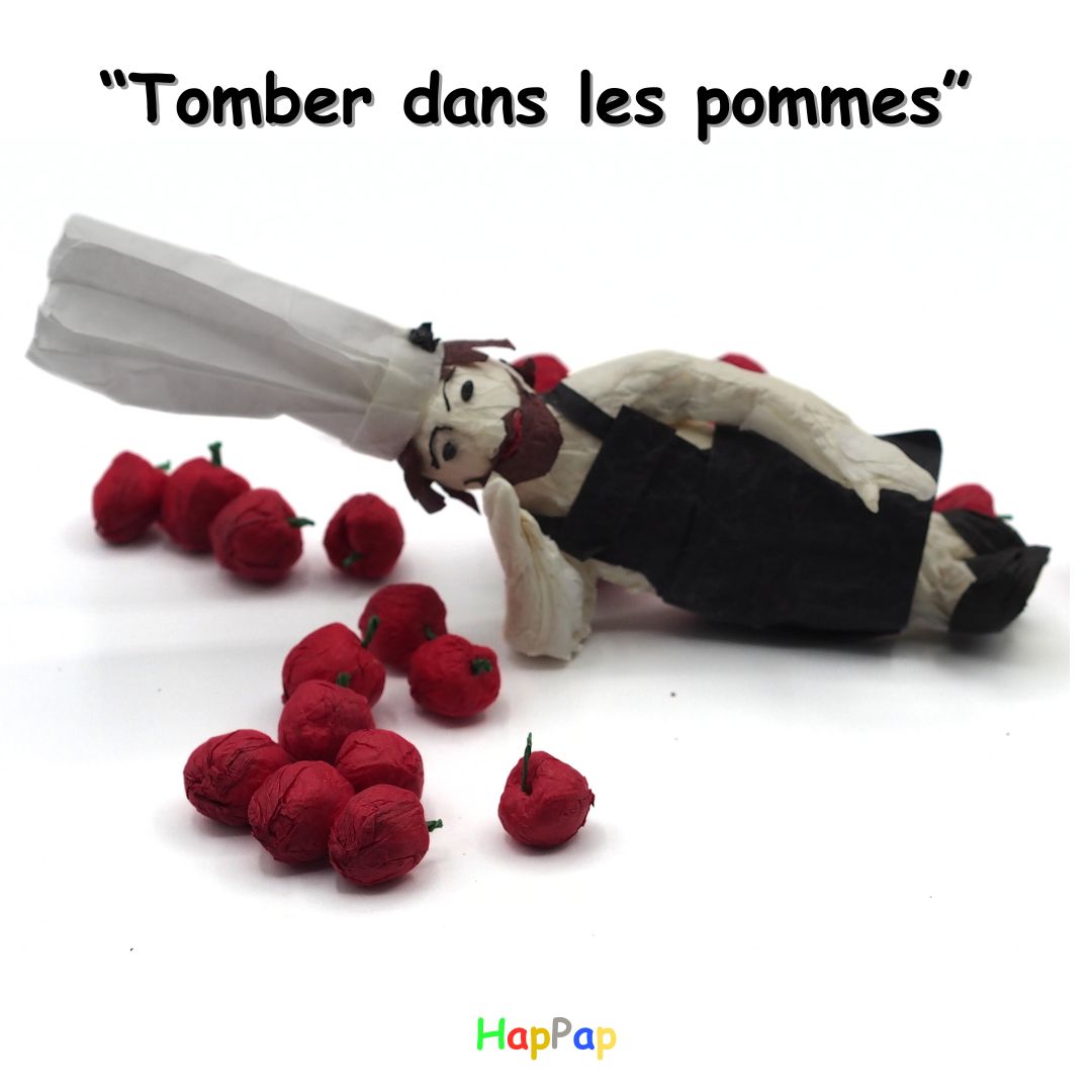 Illustration de l'expression 'Tomber dans les pommes' avec Petit Chef