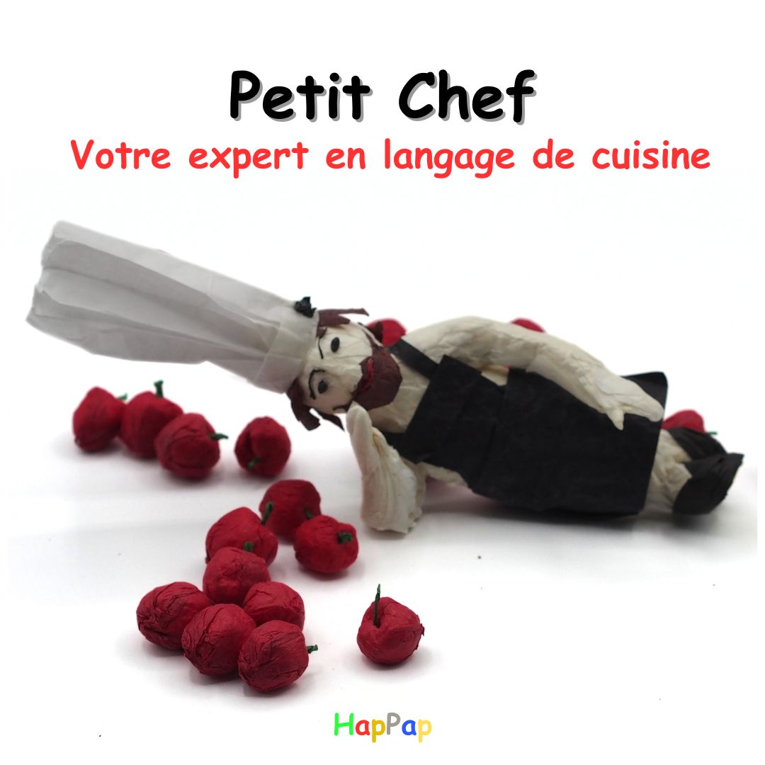 Petit Chef en papier de soie expliquant des expressions françaises